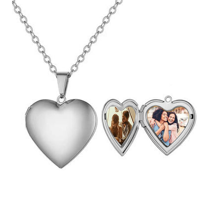 Customized Heart Picture Box Pendant Necklace