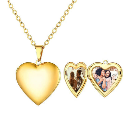 Customized Heart Picture Box Pendant Necklace