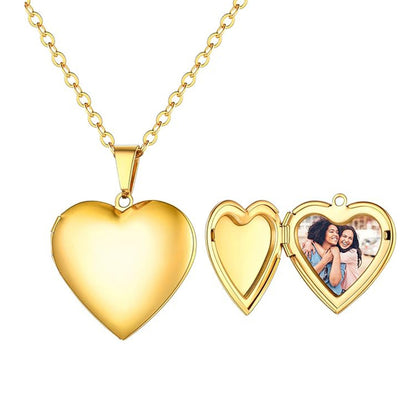 Customized Heart Picture Box Pendant Necklace