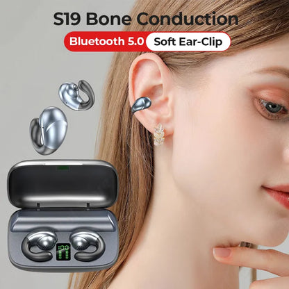 Wireless Waterproof Ear Clip With Mic Earbuds HiFi Stereo Sports