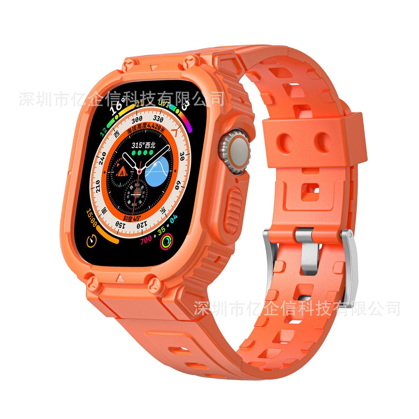 Tactical Rubber Band With Titanium Adapter For Apple Watch