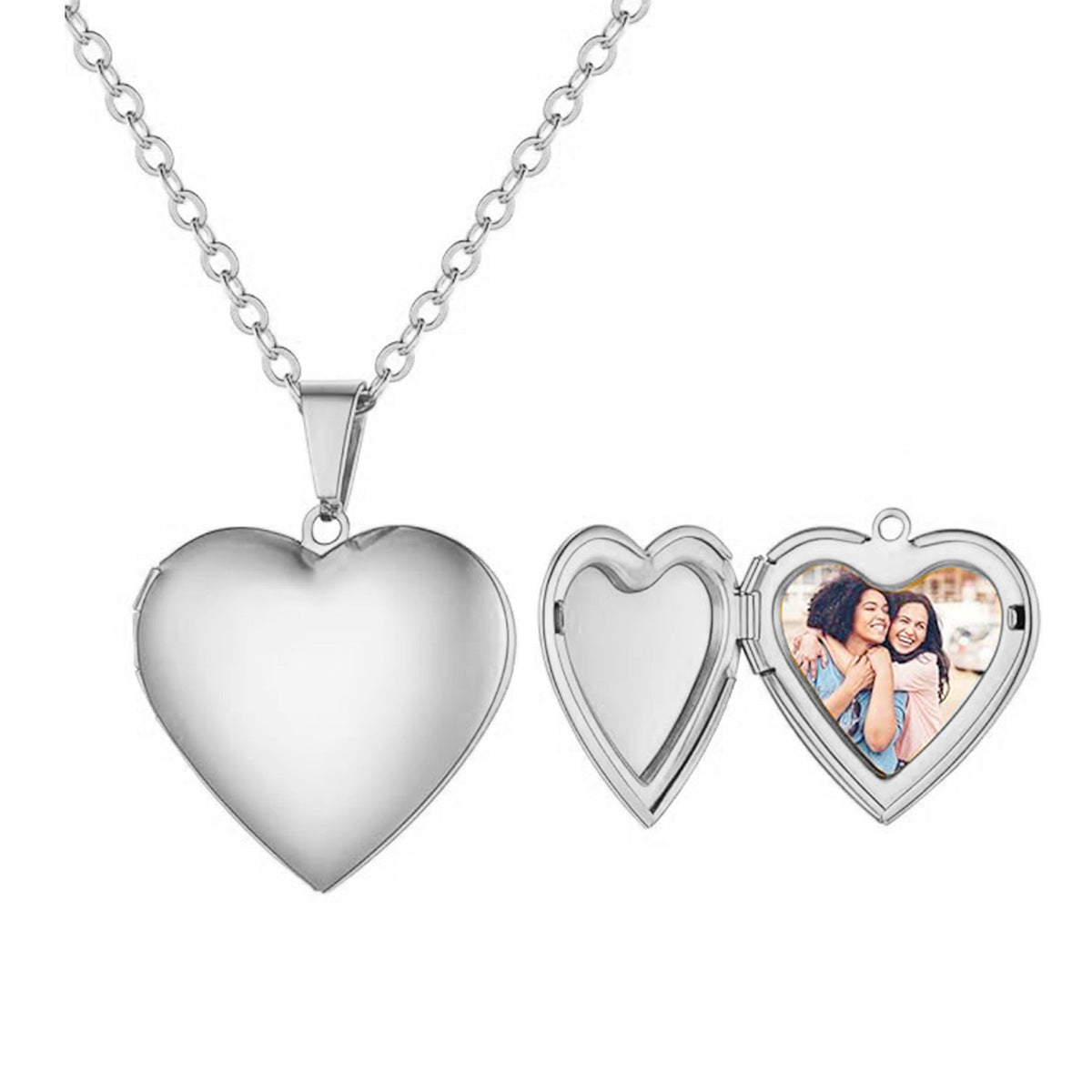 Customized Heart Picture Box Pendant Necklace